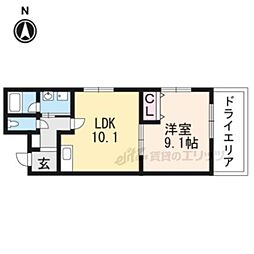 クレアーレ五条大宮 地下1階1LDKの間取り