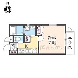 GRAND CASA TENJINGAWA 1階1Kの間取り