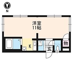 北野ハイツ中井 2階1Kの間取り
