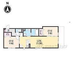 仮称）D-ROOM京都市右京区西院小米町 302 1階2LDKの間取り