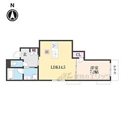 JR山陰本線 丹波口駅 徒歩11分の賃貸マンション 1階1LDKの間取り