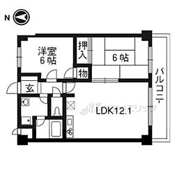 グランメゾン 5階2LDKの間取り
