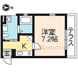 京福電気鉄道北野線 北野白梅町駅 徒歩8分の賃貸マンション 3階1Kの間取り