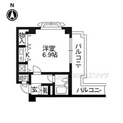 スカイノブレ京都四条大宮 ワンルームの間取図画像