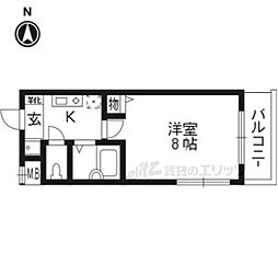 エレガント西院 1Kの間取図画像