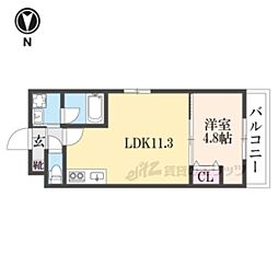 カーサ・フェリーチェ桂 1LDKの間取図画像