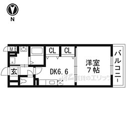 シティハウス東寺 1DKの間取図画像