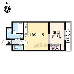 エリーフラッツ梅ノ宮 1LDKの間取図画像