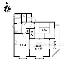 ドミール北山 2DKの間取図画像