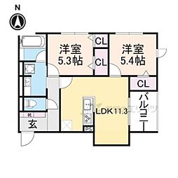 アメニティー・ノース 2LDKの間取図画像