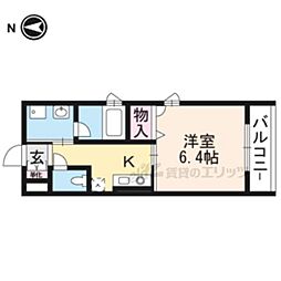 シャーメゾンろくはら 1Kの間取図画像