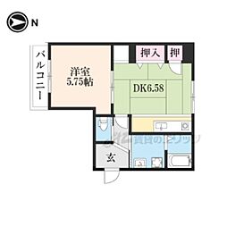 朱雀館 1DKの間取図画像