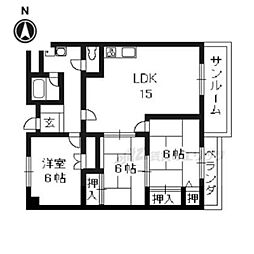 グランドパレスもと庄屋 3LDKの間取図画像