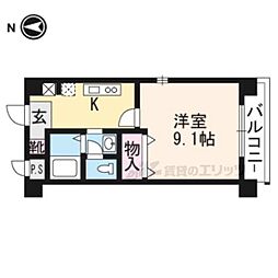 アルファープライズファイブ 1Kの間取図画像