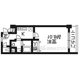 アクアリヴィエール 1Kの間取図画像