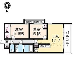 ベルビュー東寺西門通 2LDKの間取図画像