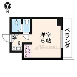 紫野ビル 1Kの間取図画像