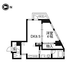 プライムコート北山通 1DKの間取図画像