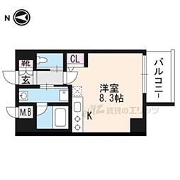 アスヴェル京都東堀川 ワンルームの間取図画像