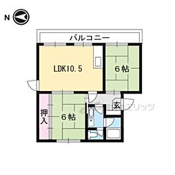京阪石山坂本線 南滋賀駅 徒歩5分の賃貸マンション 2階2LDKの間取り