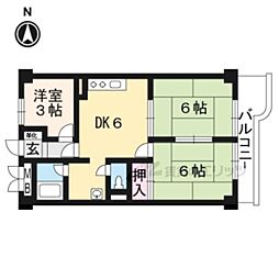 京阪本線 伏見稲荷駅 徒歩1分の賃貸マンション 6階3DKの間取り