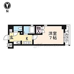 ベラジオ御所東 2階1Kの間取り