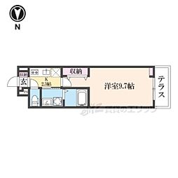 サニーサイド・レオ 1階1Kの間取り