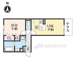 JR東海道・山陽本線 膳所駅 徒歩13分の賃貸アパート 1階1LDKの間取り