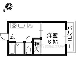 アーバンパレス 2階1Kの間取り