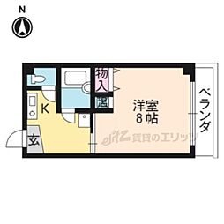 クレール・パレ 3階1Kの間取り