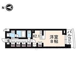 京都市営烏丸線 五条駅 徒歩7分の賃貸マンション 8階1Kの間取り