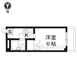 サン・ウエスト 2階1Kの間取り