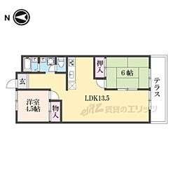 西田ハイツ 2LDKの間取図画像