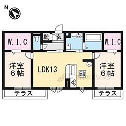 JR東海道・山陽本線 瀬田駅 徒歩24分の賃貸アパート 1階2LDKの間取り