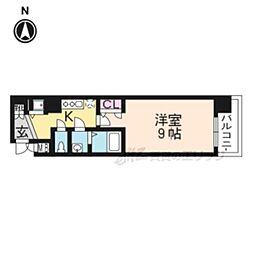 阪急京都本線 大宮駅 徒歩7分の賃貸マンション 4階1Kの間取り