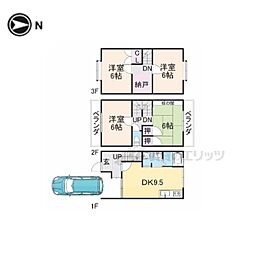 京都地下鉄東西線 御陵駅 徒歩19分の賃貸一戸建て 1階4DKの間取り