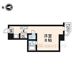 エミネンスコート瀬田 7階1Kの間取り