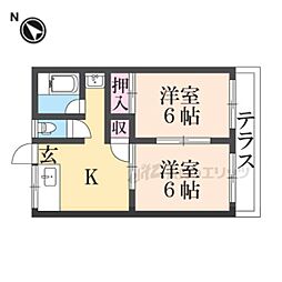 ライフイン中嶋 2Kの間取図画像