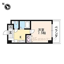JR湖西線 唐崎駅 徒歩12分の賃貸マンション 3階1Kの間取り