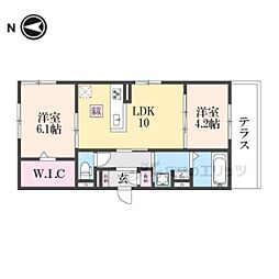 阪急京都本線 西京極駅 徒歩14分の賃貸アパート 1階2LDKの間取り