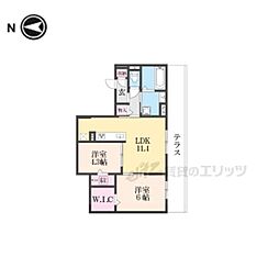 阪急京都本線 西京極駅 徒歩14分の賃貸アパート 1階2LDKの間取り