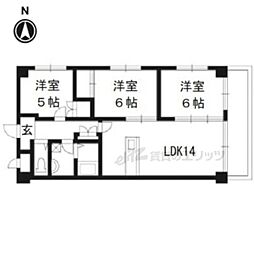 サウスビン 4階3LDKの間取り