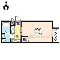 エム’ズ三条油小路 1階1Kの間取り