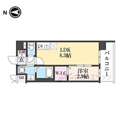 京都市営烏丸線 十条駅 徒歩4分の賃貸マンション 5階1LDKの間取り