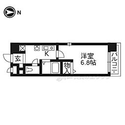 京都市営烏丸線 四条駅 徒歩5分の賃貸マンション 2階1Kの間取り