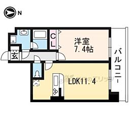 阪急京都本線 西院駅 徒歩14分の賃貸マンション 6階1LDKの間取り