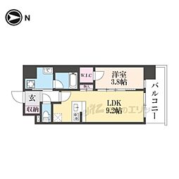 ゼフィランサス西大路 1LDKの間取図画像