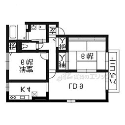 京阪石山坂本線 南滋賀駅 徒歩4分の賃貸アパート 2階2LDKの間取り
