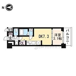 JR東海道・山陽本線 西大路駅 徒歩10分の賃貸マンション 7階1DKの間取り