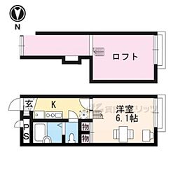 レオパレス鳥羽街道 1階1Kの間取り